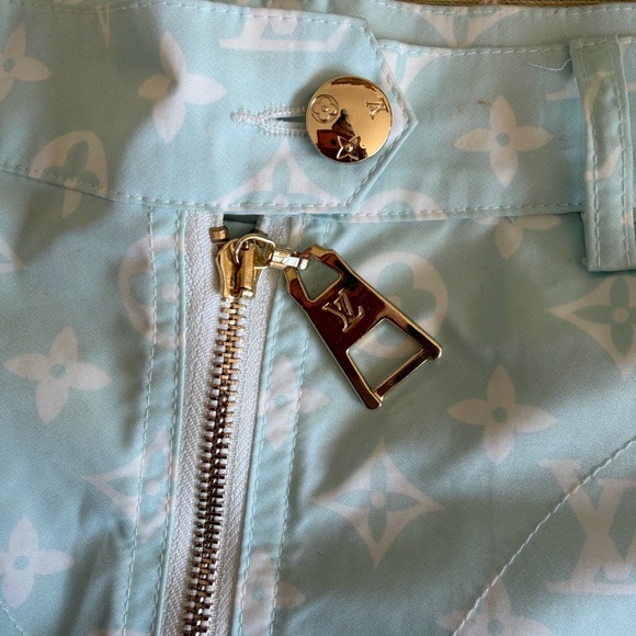 Louis Vuitton White & Light Blue Monogram Gradient Jean Shorts - Picture 2 of 5